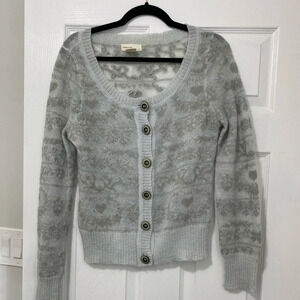 Sleeping on Snow sage heart print button up cardigan size M